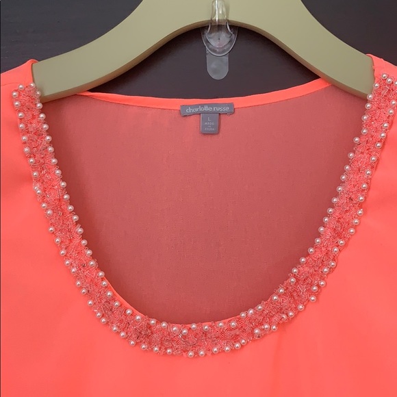 Charlotte Russe Sheer Bejeweled Neckline Top - Picture 3 of 5